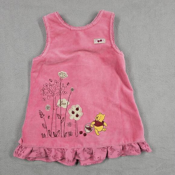 Disney Other - Vtg Y2K Disney Baby Winnie The Pooh Corduroy Dress 12 Months Pink Embroidered